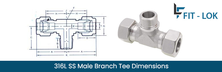 316L SS Male Branch Tee Dimensions