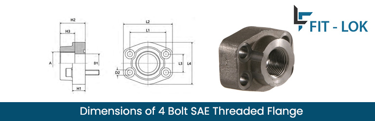 Dimensions of 4 bolt SAE threaded flange