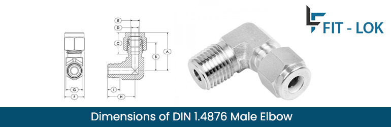 Dimensions of DIN 1.4876 Male Elbow