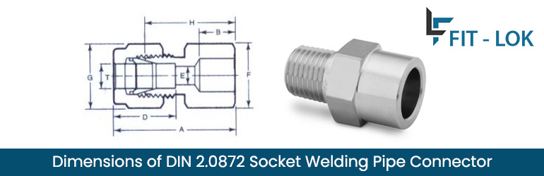 Dimensions of DIN 2.0872 Socket Welding Pipe Connector