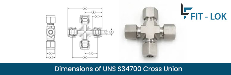 Dimensions of UNS S34700 Cross Union