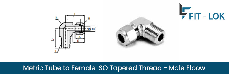 Metric Tube to Female ISO Tapered Thread - Male Elbow