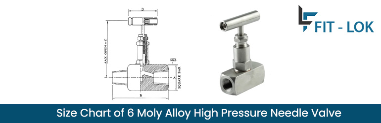 Size Chart of 6 Moly Alloy high pressure needle valve