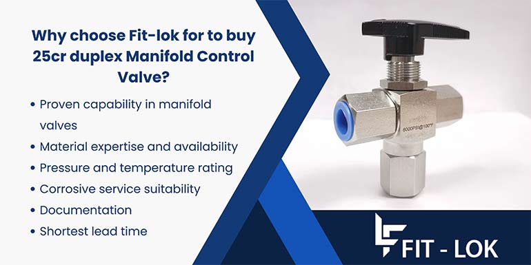 Why choose Fit-lok for to buy 25cr duplex Manifold Control Valve?